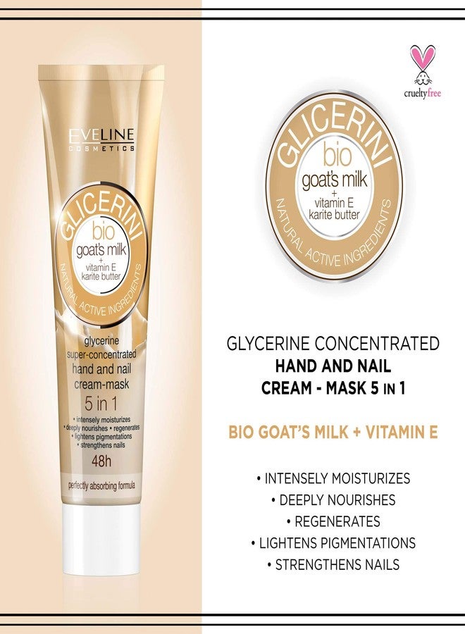 EVELINE COSMETICS Eveline Glycerine 5 In 1 Bio Goat's Milk + Vitamin E & Karite Butter Super-Concentrated Hand/Nail Cream Mask - Image 2