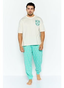 Men 2 Pieces Brand Logo Pajamas Set, White