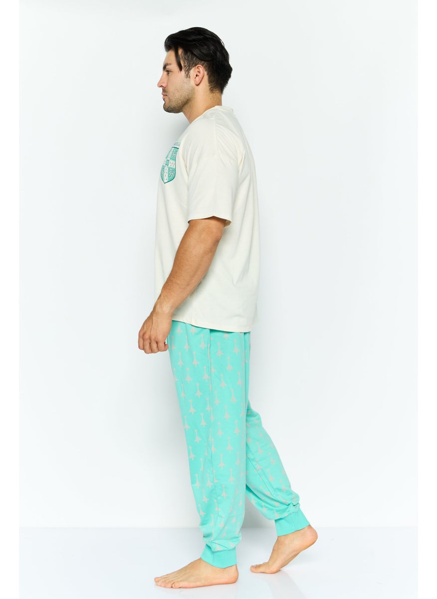 University Of Cambridge - Men 2 Pieces Brand Logo Pajamas Set, White - Image 1