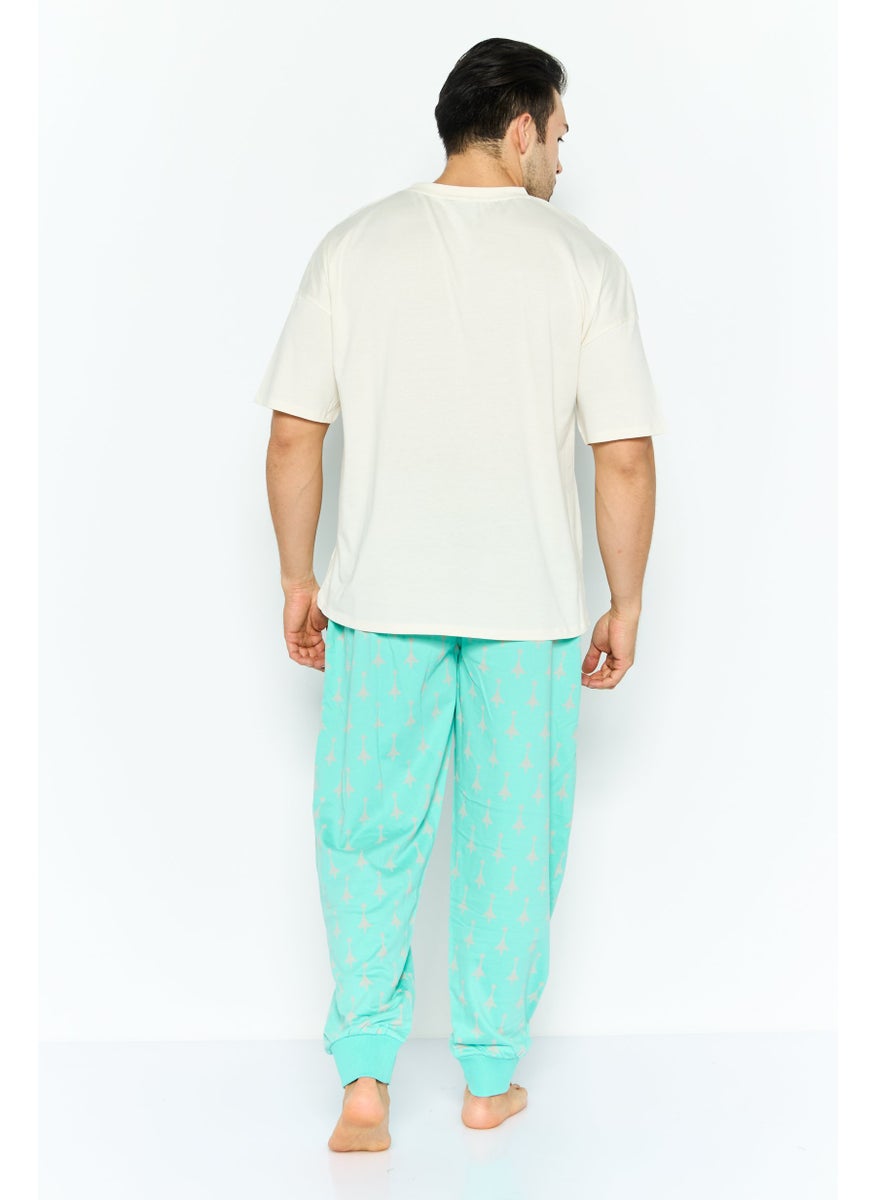 University Of Cambridge - Men 2 Pieces Brand Logo Pajamas Set, White - Image 1