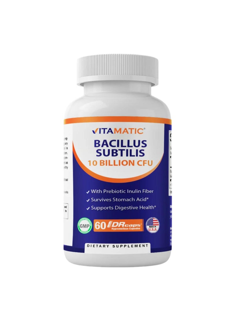 Vitamatic كبسولات باكليوس سوبتيليس 60 DRcaps® من هيدروكسي ميثيل السليلوز