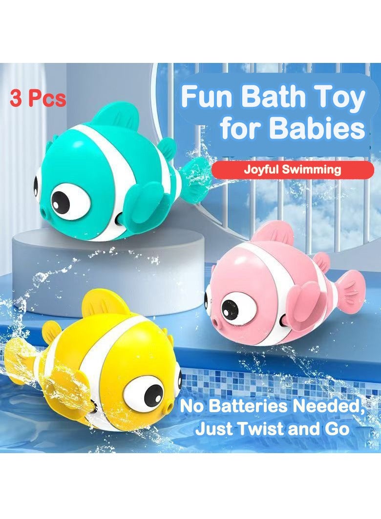 طقم 3 قطع من ألعاب استحمام للأطفال وألعاب الماء للشاطئ والمسبح – أسماك مهرج عائمة تعمل باللف للأطفال الصغار | ألعاب سباحة ملونة ومتينة لحوض الاستحمام واللعب داخل المنزل وخارجه، هدية مثالية للأولاد والبنات - Image 4