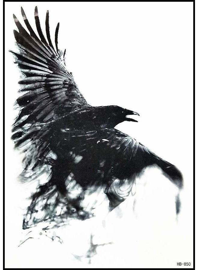 good natured GS912 Tattoo 8.2''X5.7'' Raven crow black bird Temporary Tattoo Large Body Art Waterproof beauty fashion men women child kid Cute stickers cartoon - Image 1