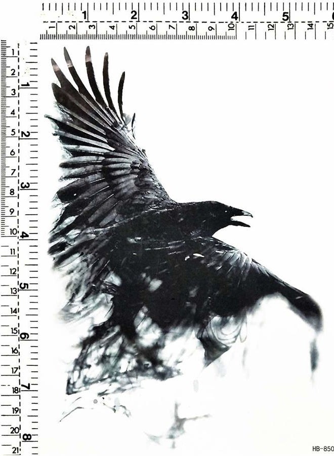good natured GS912 Tattoo 8.2''X5.7'' Raven crow black bird Temporary Tattoo Large Body Art Waterproof beauty fashion men women child kid Cute stickers cartoon - Image 2