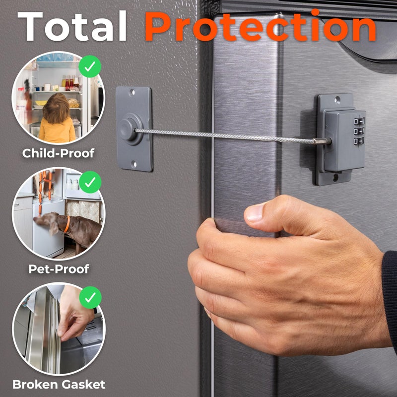 HomeBrella 2-Pack Child Proof Fridge Lock with Combination - No Tools Required - PIN Refrigerator Lock for Kids - Freezer Latch to Keep Door Closed - for Toddlers, Cats, & Dogs - Universal Compatibility - Image 2