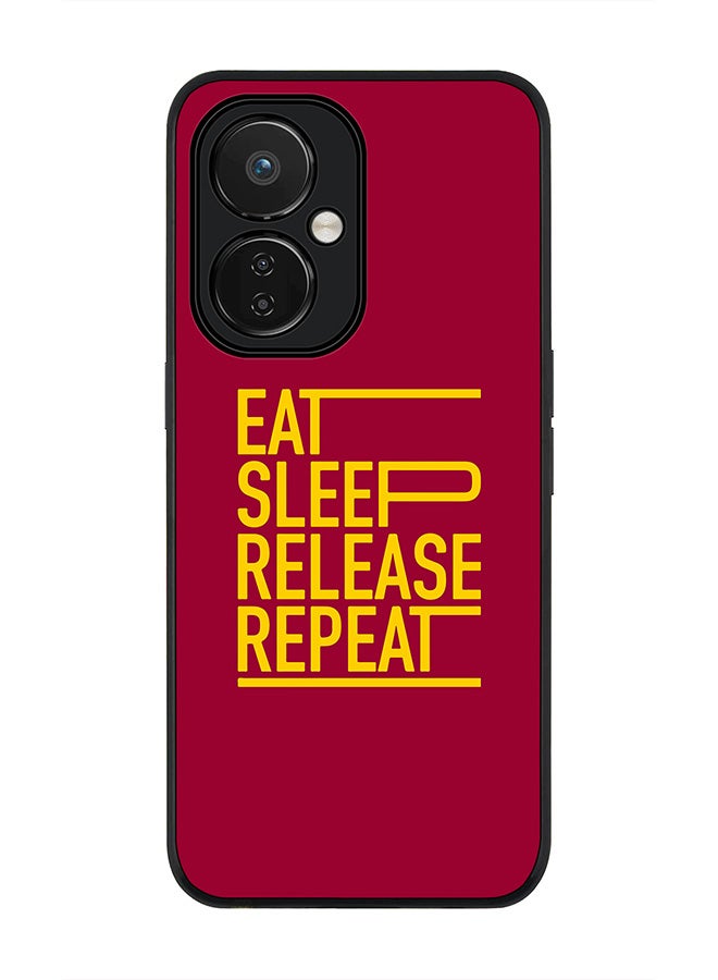 Stylizedd Rugged Black edge case for Nord CE 3 Lite Slim fit Soft Case Flexible Rubber Edges Anti Drop TPU Gel Thin Cover - Eat Sleep Release Repeat - Image 1