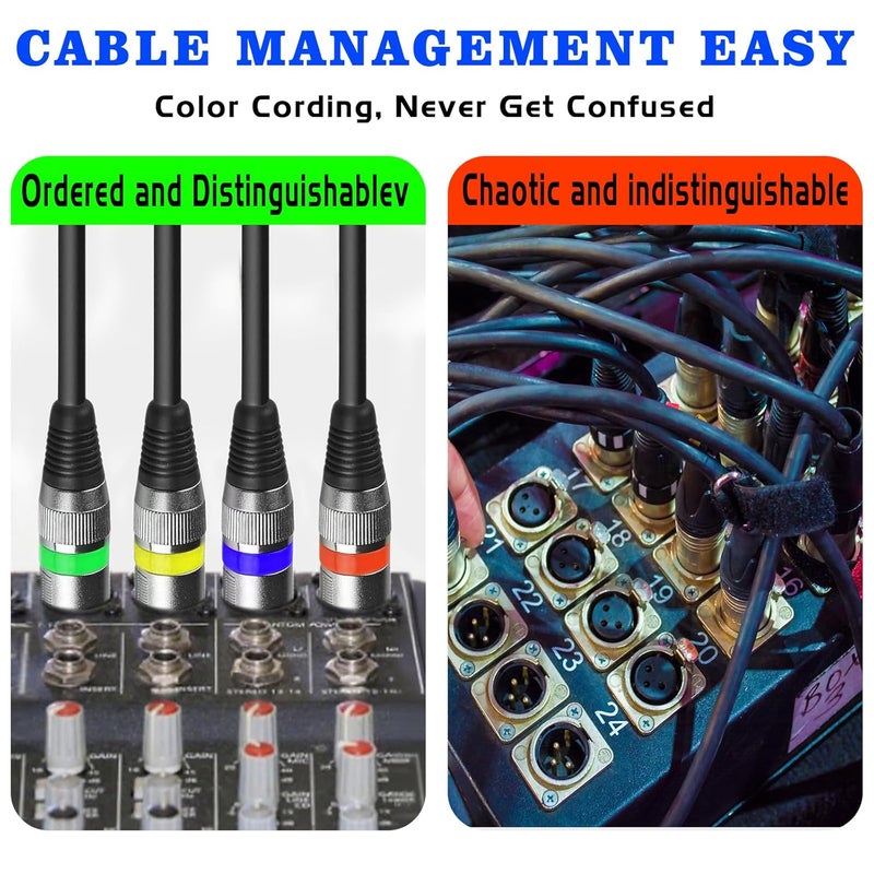 MADOWL 4 Pack DMX Cables - 1.2m & 3ft XLR Male to Female, Short & Long Stage Light DMX Signal Connection - Image 5