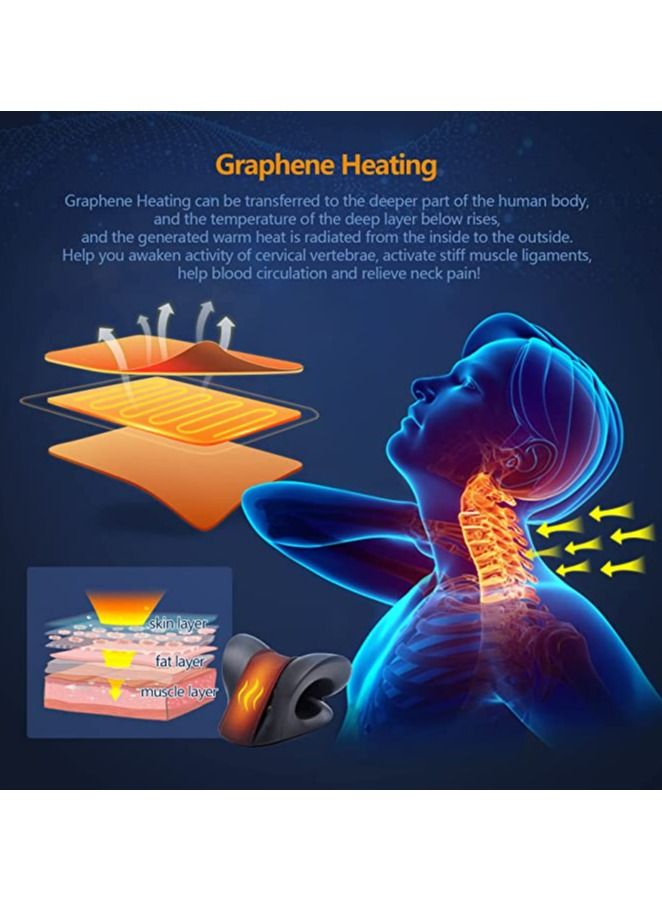 Cool Baby COOLBABY Neck Stretcher Cervical Traction Device  Neck Hunchback Corrector With Graphene Heating Relaxation  For Neck Pain Relief And Muscle Relaxation (Black) - Image 4