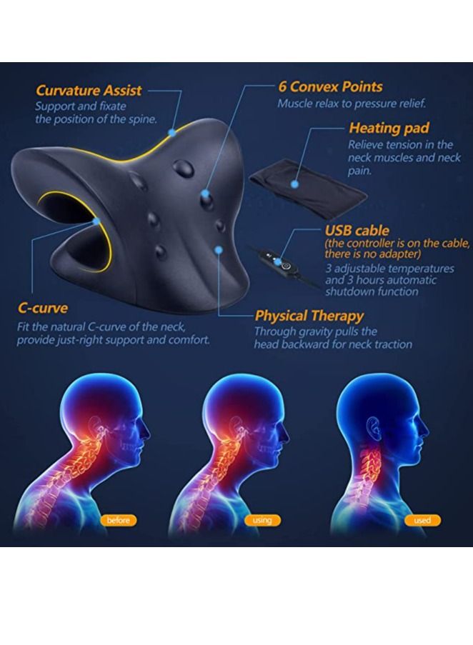Cool Baby COOLBABY Neck Stretcher Cervical Traction Device  Neck Hunchback Corrector With Graphene Heating Relaxation  For Neck Pain Relief And Muscle Relaxation (Black) - Image 2