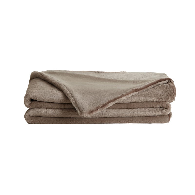 UnHide Lil Marsh  Faux Fur Blanket  Durable Lightweight Extra Soft Blanket  Machine Washable  Add a Layer of Softness to Any Bed Couch or Reading Chair  Taupe Ducky Medium 60 x 80