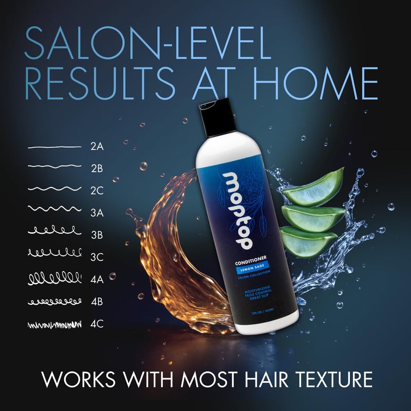 MopTop Salon Daily Conditioner â€“ Color Safe Salon Quality Hair Moisturizer to Restore Dry, Damaged Hair & Reduce Frizz, Sulfate & Paraben Free Hair Care for All Hair Types (Lemon Sage, 32oz) - Image 3