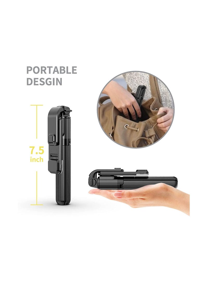 عصا سيلفي LED قابلة للتعتيم مع حامل ثلاثي القوائم وحامل للهاتف - قابلة لإعادة الشحن ومحمولة - Image 3