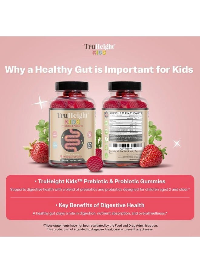 TruHeight  Kids Prebiotic & Probiotic Gummies Ages 2+ (Strawberry Flavor) Toddlers & Kids All Natural Supplement for Digestive Health, Gut & Constipation Relief - Endorsed by Pediatricians Vitamins - Image 4