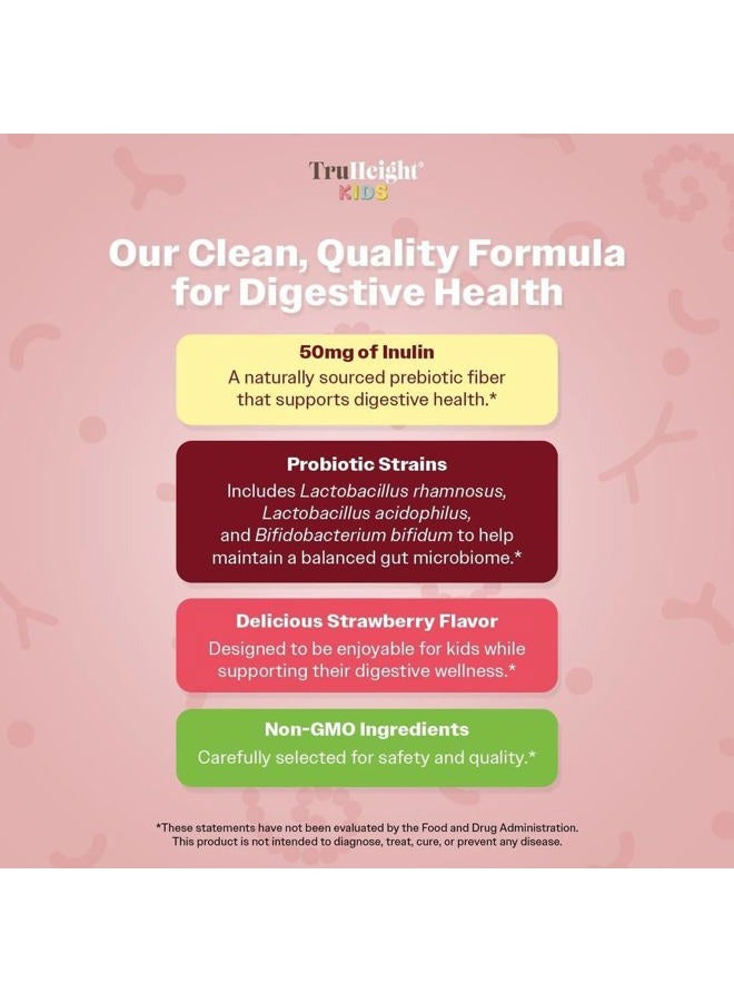 TruHeight  Kids Prebiotic & Probiotic Gummies Ages 2+ (Strawberry Flavor) Toddlers & Kids All Natural Supplement for Digestive Health, Gut & Constipation Relief - Endorsed by Pediatricians Vitamins - Image 3