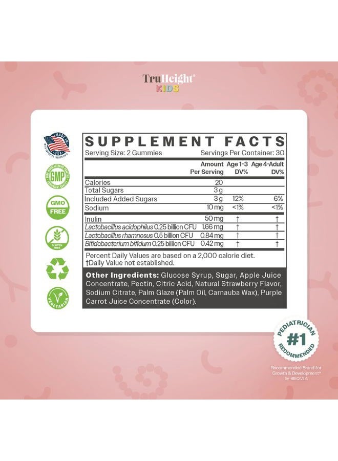 TruHeight  Kids Prebiotic & Probiotic Gummies Ages 2+ (Strawberry Flavor) Toddlers & Kids All Natural Supplement for Digestive Health, Gut & Constipation Relief - Endorsed by Pediatricians Vitamins - Image 5