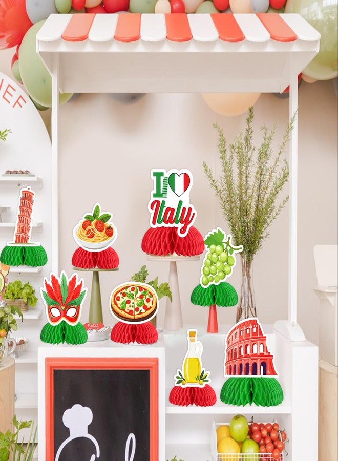 Funmemoir Italy Party Decorations - 8PCS Italian Theme Honeycomb Centerpieces, I Love Italy Party Table Decorations, Italian Pizza Birthday Decor for Women Men - Image 4