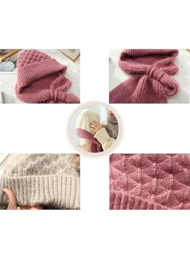 Integrated Ear Protection Windproof Cap Scarf,Elastic Warm Ear Protection Knitted Hat,Hooded Scarf for Women Winter - Image 4
