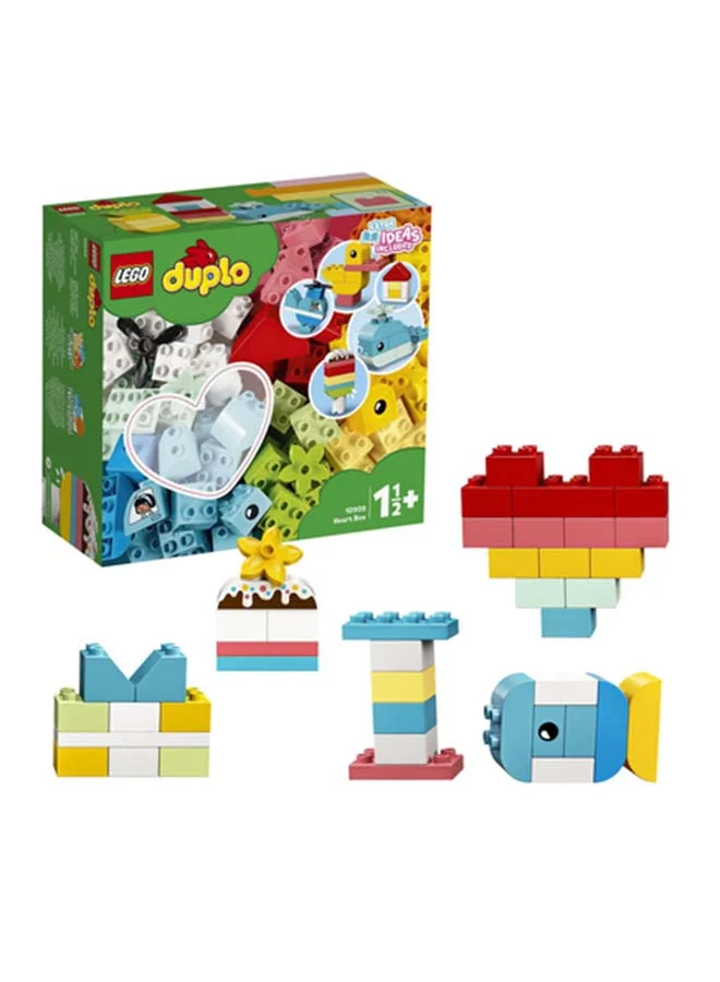 ليغو DUPLO Classic Heart Box 10909 Starter Building Toy Set; Encourages Early Years Developmental Learning and Independent Play for Ages 18 Months+; Endless Creativity with 15 Models to Grow Imaginations (80 Pieces)