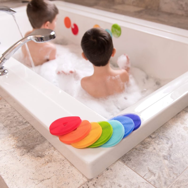 Innobaby Bathin' Smart Rainbow Spots Silicone Bath Scrub for Kids and Toddlers, 7-Pack Value. - Image 3