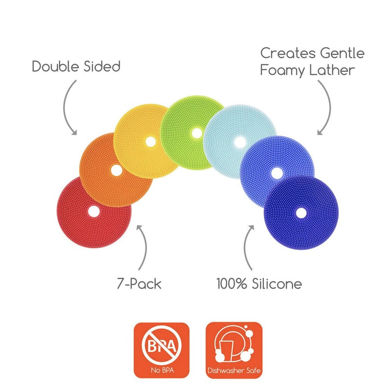 Innobaby Bathin' Smart Rainbow Spots Silicone Bath Scrub for Kids and Toddlers, 7-Pack Value. - Image 5