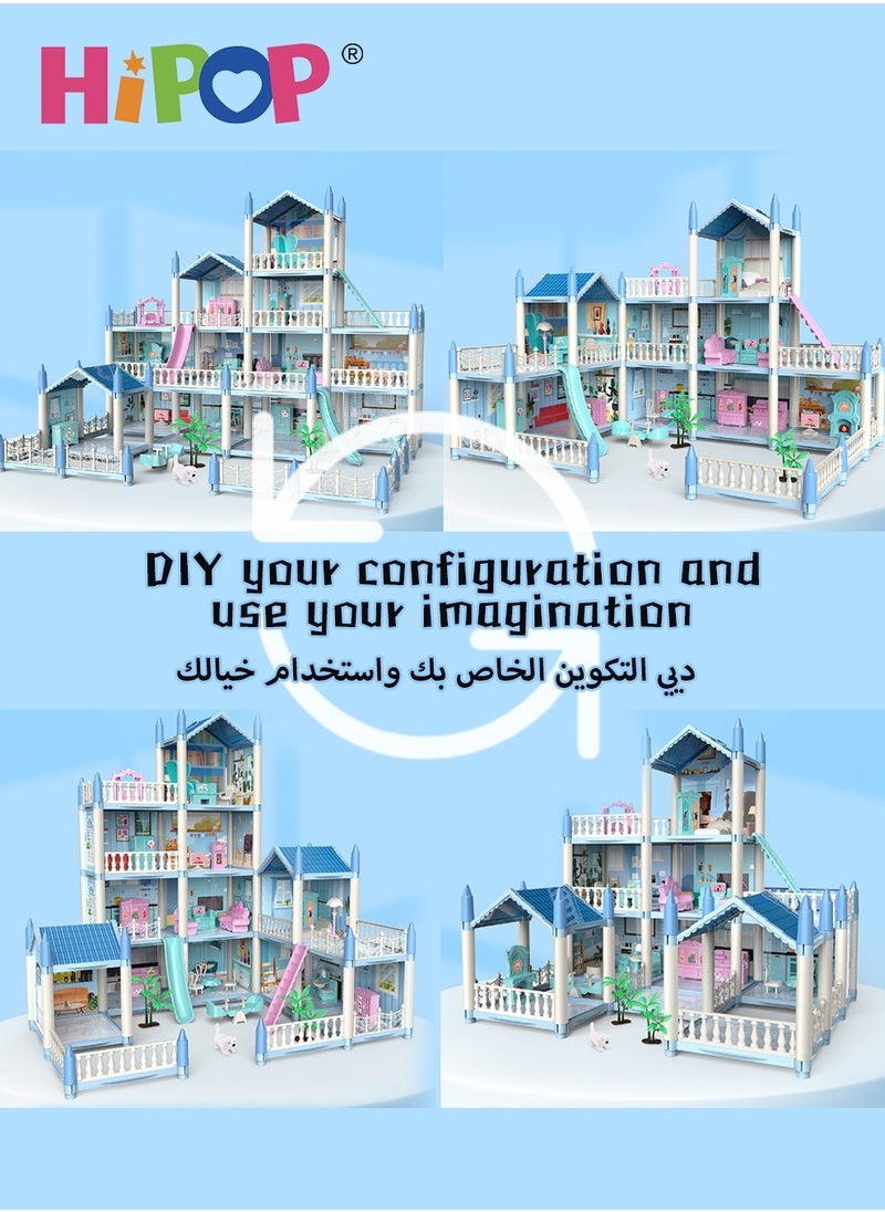 HIPOP DollHouse Toys,Large Size Castle Doll House with Decorations,Accessories and Furniture,DIY Construction Building Blocks Toys,Gifts for Kids  - Image 3