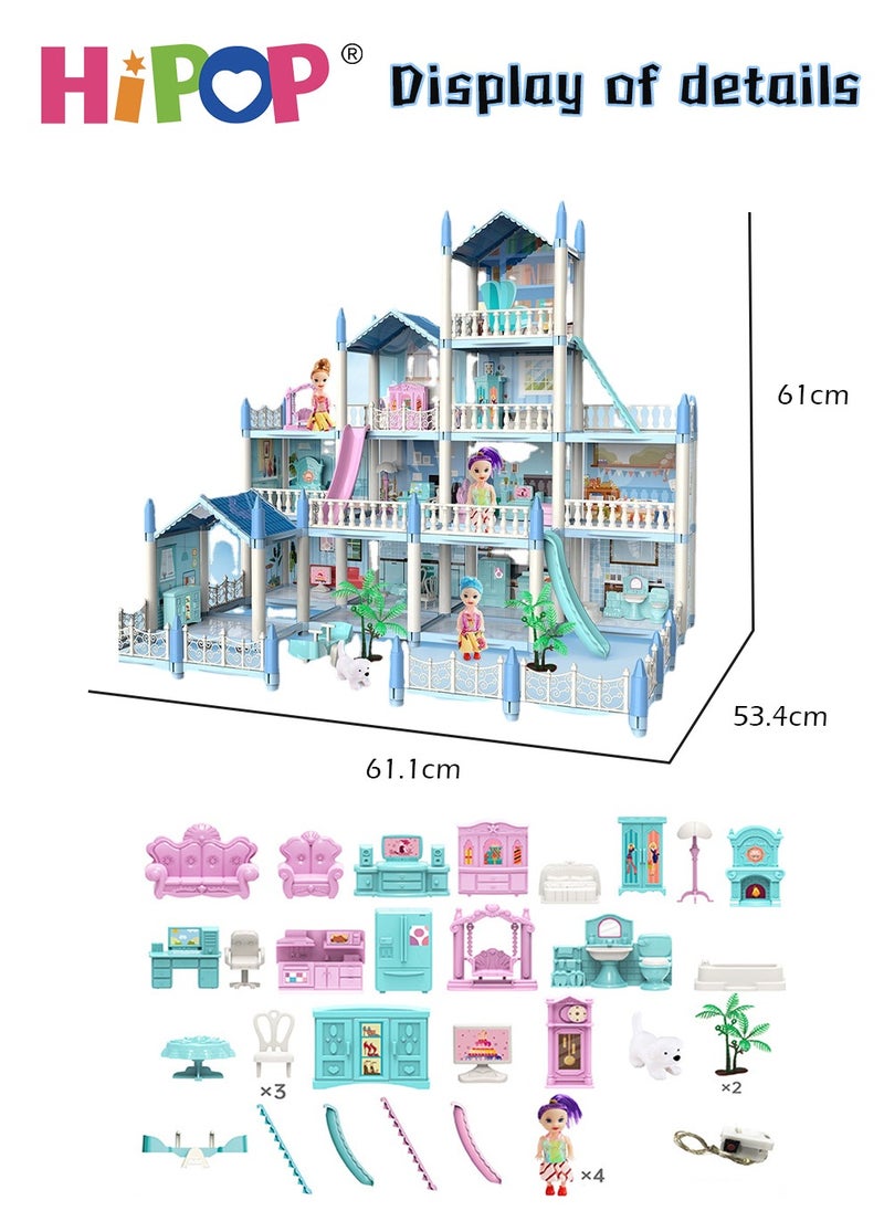 HIPOP DollHouse Toys,Large Size Castle Doll House with Decorations,Accessories and Furniture,DIY Construction Building Blocks Toys,Gifts for Kids  - Image 4