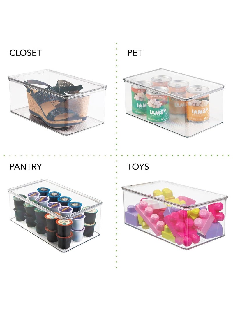 TDAO Large Stackable Organizer Bin with Hinged Lid, 10.8” x 6.89” x 5.9” Transparent Storage Box, Stackable Freezer and Fridge Organizer Lidded Bin for Home, Office, School, Fridge, Bathroom, Kitchen, Pantry Container, BPA-Free, Food Safe Clear - Image 4