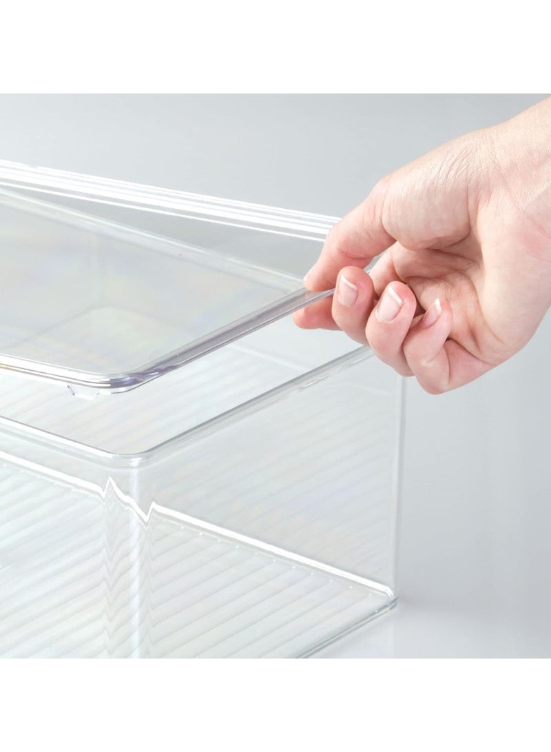 TDAO Large Stackable Organizer Bin with Hinged Lid, 10.8” x 6.89” x 5.9” Transparent Storage Box, Stackable Freezer and Fridge Organizer Lidded Bin for Home, Office, School, Fridge, Bathroom, Kitchen, Pantry Container, BPA-Free, Food Safe Clear - Image 5