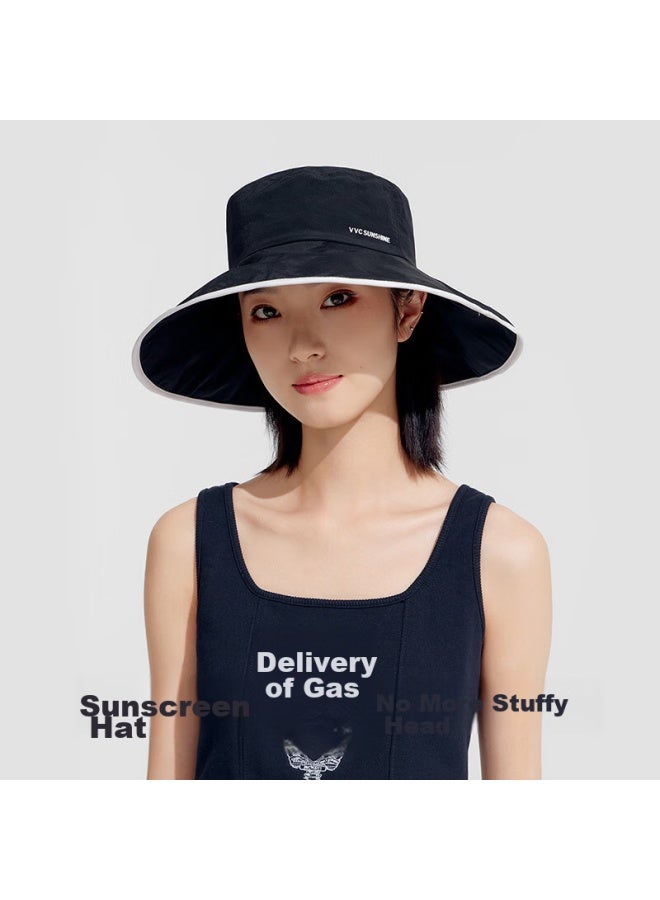 Vvc Chengyi Recommended Sun Protection Hat For Women, Double-sided Fisherman Hat With Wide Brim, Uv Protection, Fashionable Black - Image 3
