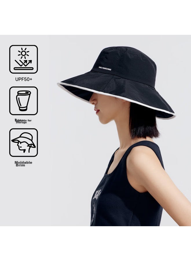 Vvc Chengyi Recommended Sun Protection Hat For Women, Double-sided Fisherman Hat With Wide Brim, Uv Protection, Fashionable Black - Image 1