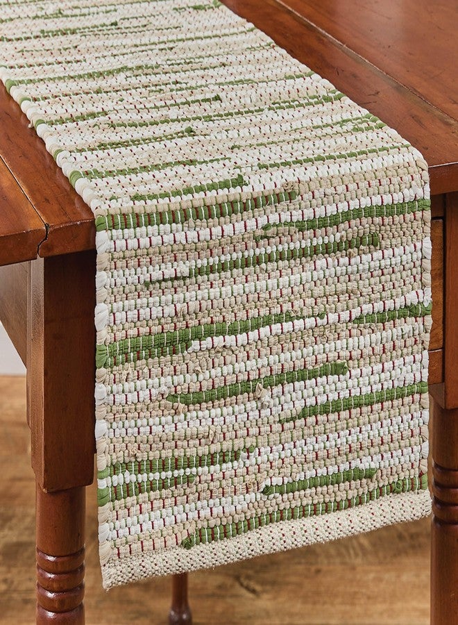 Park Designs Christmas Barn Chindi Table Runner 13" x 36" | Braided Cotton Blend Plaid Centerpiece Layer in Red Green Cream | Farmhouse Holiday Dining Accent | Decorative Tabletop Runner for Styling - Image 1