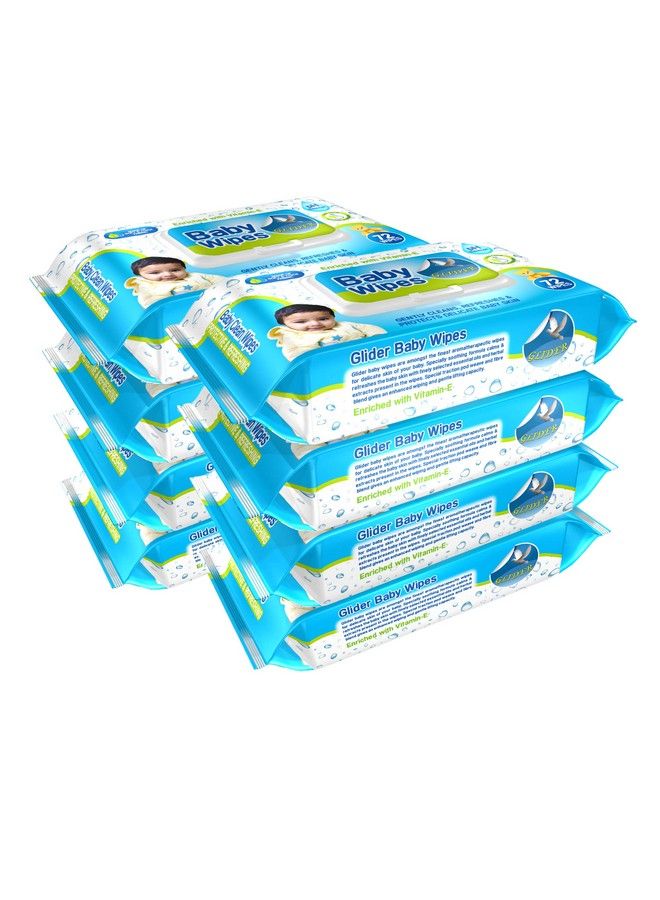 GLIDER Baby Wipeswith Moisture Lock Fliptop Contains Aloe Vera & Vitmain E Ph Balanced With No Parabens & Chlorine (Pack Of 8 (576 Wipes)) - Image 3