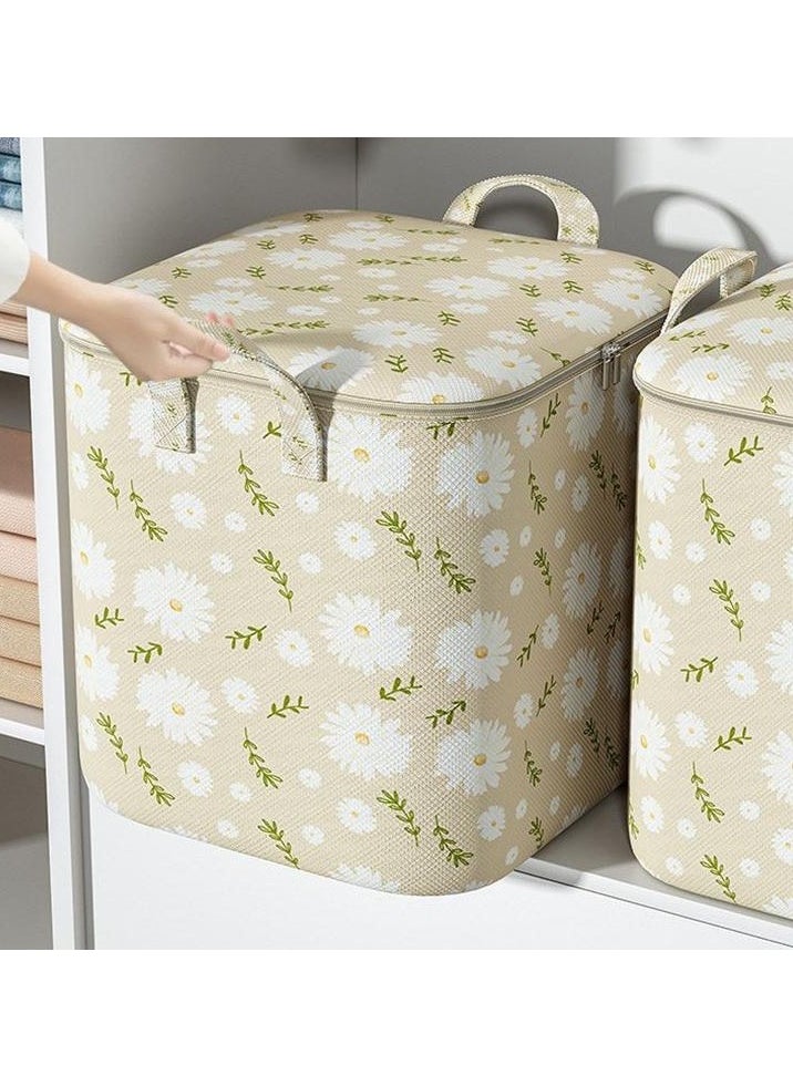 2 Pcs Storage Bags Dust Proof Foldable Closet Organizers Storage Containers with Handle Storage Containers for Bedding Comforters(Beige)