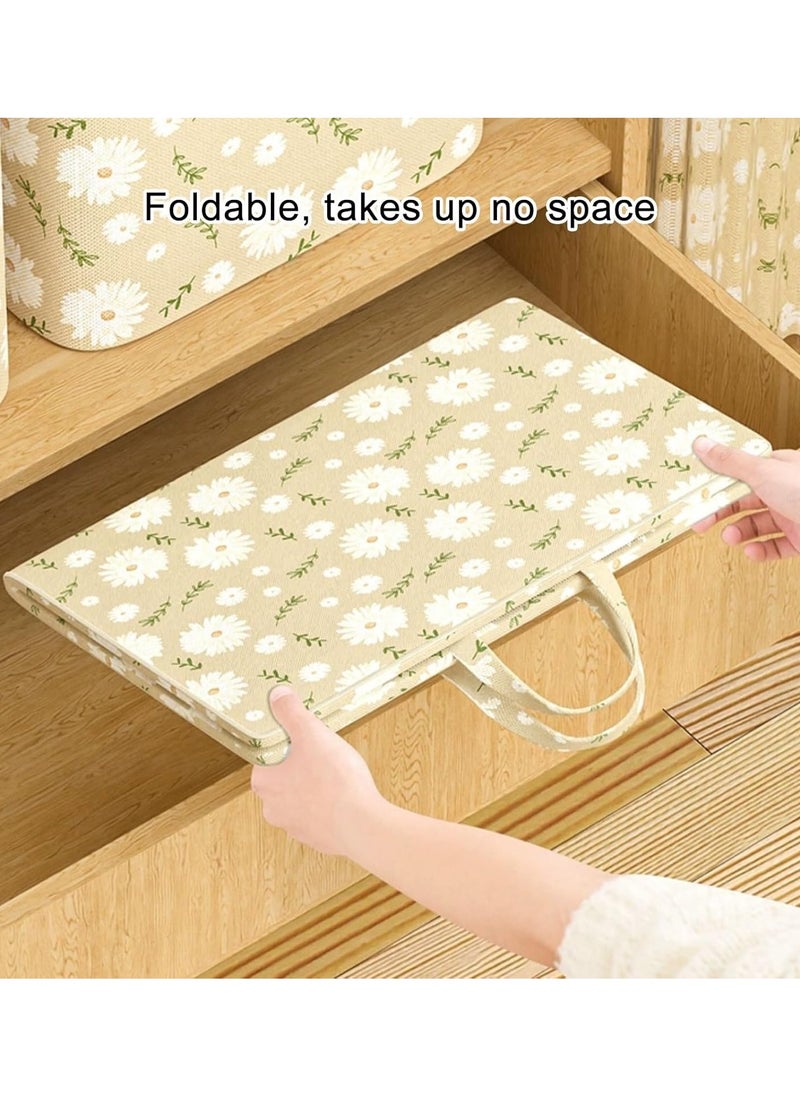 2 Pcs Storage Bags Dust Proof Foldable Closet Organizers Storage Containers with Handle Storage Containers for Bedding Comforters(Beige)