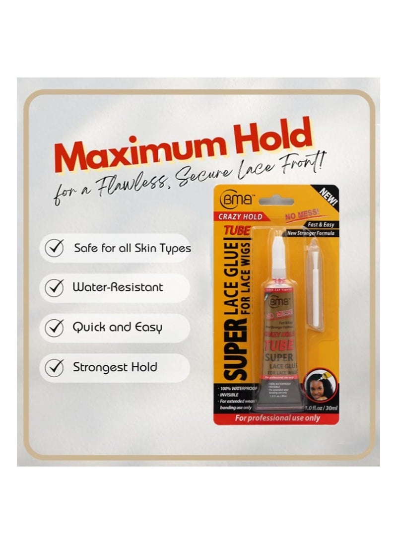 BMB Super Lace Glue for Lace Front Wigs Crazy Hold Tube 1.0 fl.oz - Image 5