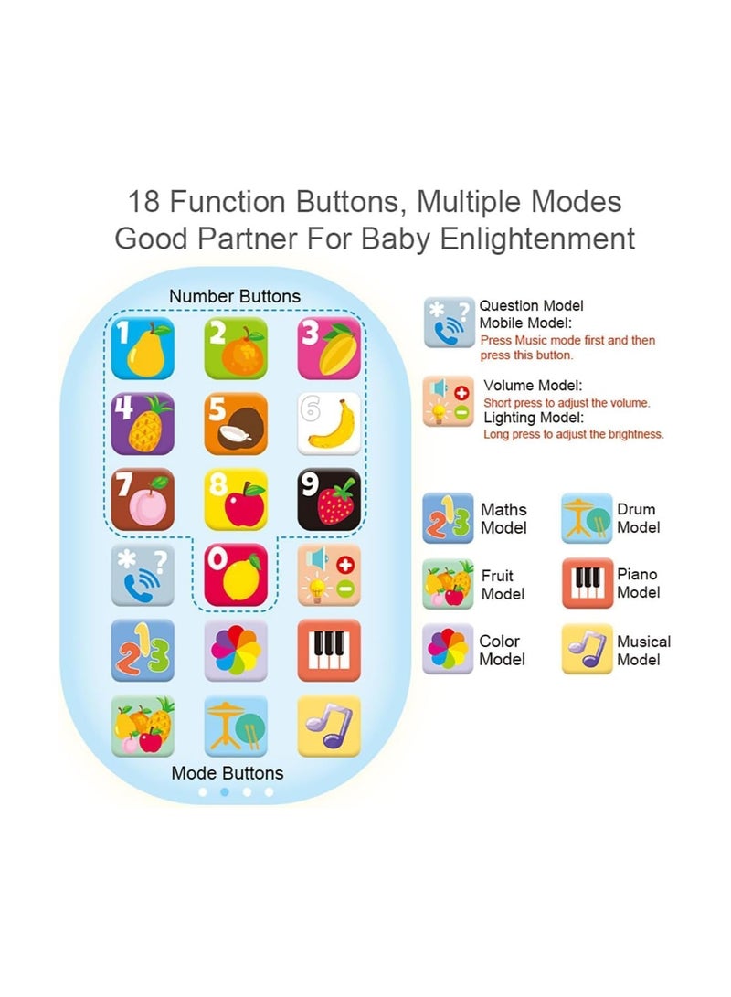 أرابايت هاتف أطفال، لعبة أطفال رائعة، هاتف تعليمي مزود بـ 18 زرًا و 6 أوضاع، وهو هدية مثالية للأطفال الصغار، الأولاد والبنات. - Image 2