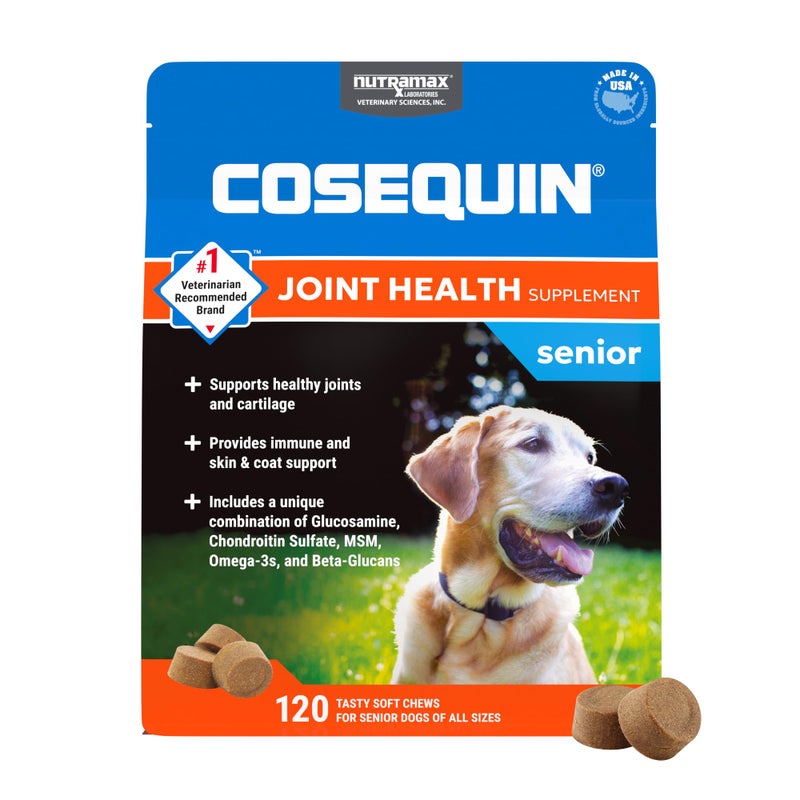 Nutramax Laboratories Nutramax Cosequin for Senior Dogs Joint Health Supplement, Contains Glucosamine, Chondroitin, MSM, Omega-3s and Beta-Glucan, Supports Joint, Skin and Coat, Immune Health, Soft Chews, 120 Count - Image 1