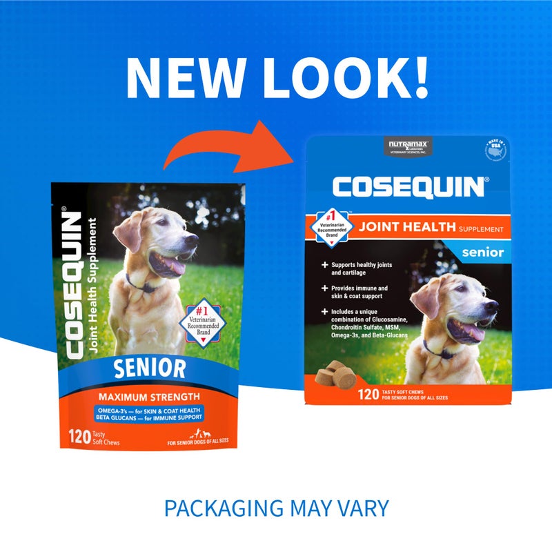 Nutramax Laboratories Nutramax Cosequin for Senior Dogs Joint Health Supplement, Contains Glucosamine, Chondroitin, MSM, Omega-3s and Beta-Glucan, Supports Joint, Skin and Coat, Immune Health, Soft Chews, 120 Count - Image 2