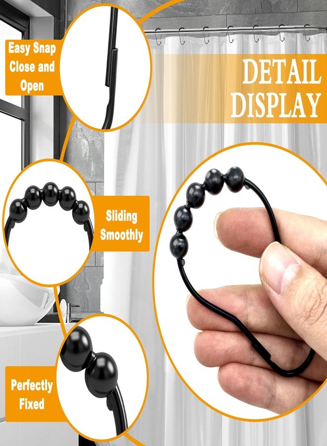 Cerpourt Shower Curtain Hooks Rings,12 Pcs Decorative Rustproof Metal Shower Hooks for Shower Curtain,Free Sliding Shower Hooks for Bathroom Shower Rods,Easy Snap Shower Rings for Curtain (Black) - Image 5