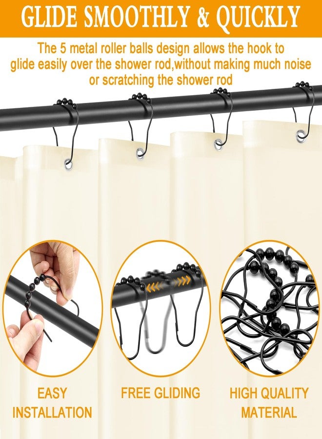 Cerpourt Shower Curtain Hooks Rings,12 Pcs Decorative Rustproof Metal Shower Hooks for Shower Curtain,Free Sliding Shower Hooks for Bathroom Shower Rods,Easy Snap Shower Rings for Curtain (Black) - Image 3