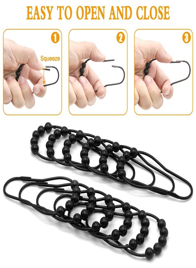 Cerpourt Shower Curtain Hooks Rings,12 Pcs Decorative Rustproof Metal Shower Hooks for Shower Curtain,Free Sliding Shower Hooks for Bathroom Shower Rods,Easy Snap Shower Rings for Curtain (Black) - Image 4