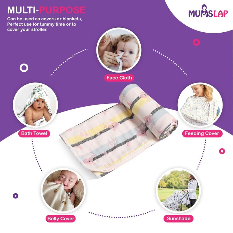 MumsLap Baby Muslin Blanket for Newborn 6 Layer Gauze Cotton Soft Swaddle Wrap BlanketQuiltBath TowelNursing CoverCrib Blankets for Boys and Girls Doggy 200 tcMulticolor - Image 2