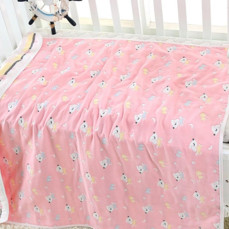 MumsLap Baby Muslin Blanket for Newborn 6 Layer Gauze Cotton Soft Swaddle Wrap BlanketQuiltBath TowelNursing CoverCrib Blankets for Boys and Girls Doggy 200 tcMulticolor - Image 1
