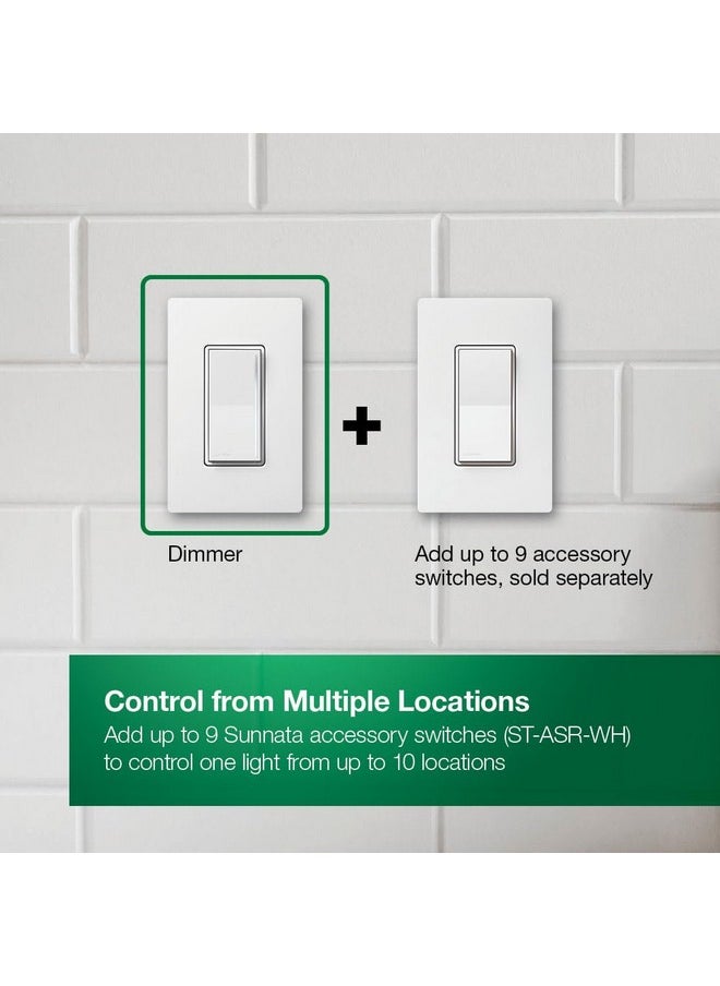 LUTRON Lutron Sunnata Touch Dimmer Switch with Wallplate with LED+ Advanced Technology, for LED and Incandescent, 3 Way/Multi Location, STCL-153MW-WH, White  - Image 4