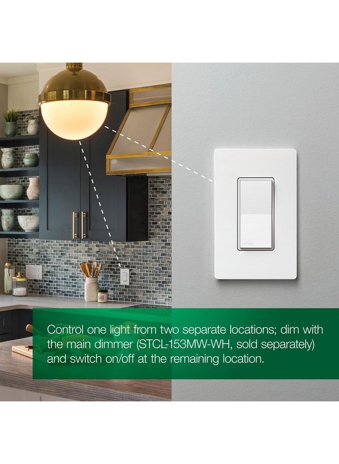 LUTRON Lutron Sunnata Touch Dimmer Switch with Wallplate with LED+ Advanced Technology, for LED and Incandescent, 3 Way/Multi Location, STCL-153MW-WH, White  - Image 2