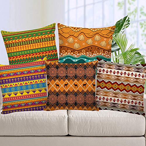 AEROHAVEN™ Set of 5 Decorative Hand Made Jute Throw/Pillow Cushion Covers - CC-174 - (16 x 16 Inch) - Image 1