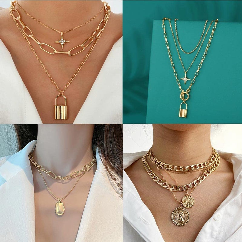 CONGYING 60 PCS Gold Jewelry Set with Multi-Layered Bracelet Necklace, Dangle Earrings, Stackable Ring For Women Valentine Anniversary Jewelry Pack Gifts For Her - Image 3