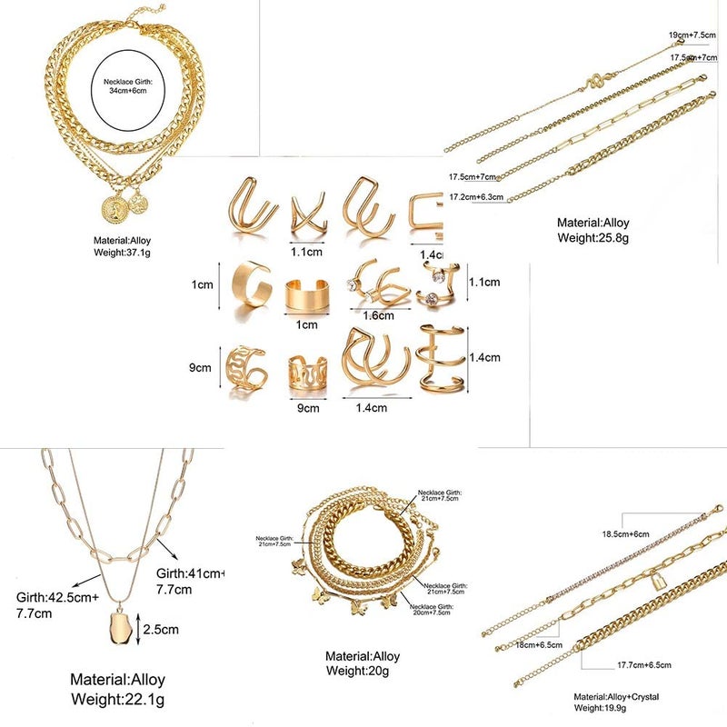 CONGYING 60 PCS Gold Jewelry Set with Multi-Layered Bracelet Necklace, Dangle Earrings, Stackable Ring For Women Valentine Anniversary Jewelry Pack Gifts For Her - Image 5