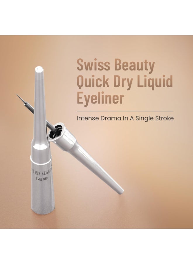 Swiss Beauty Jet Black Liquid Eyeliner | Long Lasting | Waterproof | Smudge Proof & One Stroke Application | 4ml - Image 2