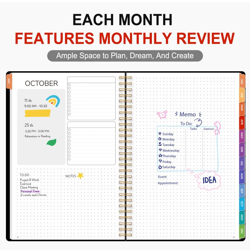 GNL Monthly Planner 2026-2027, 2 Year(27 Months) Calendar Planner, Oct. 2025 - Dec 2027, 7" x 10" Monthly Spreads & Yearly Planner, Perfect for School Office Home Planning, Black - Image 3